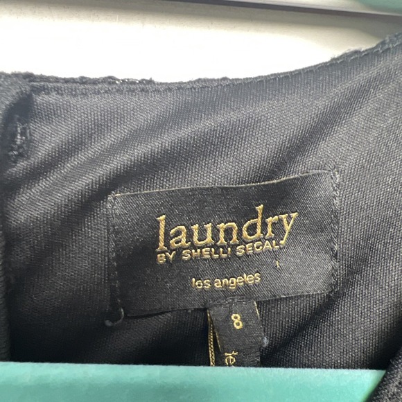 Laundry by Shelli Segal Lace Short Sleeve Scallop Hem Shift Dress Size 8 Black - Picture 4 of 10